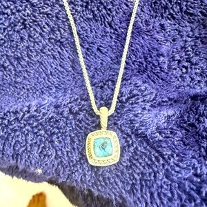 Stunning David Yurman Petite Albion blue topaz and diamond necklace.